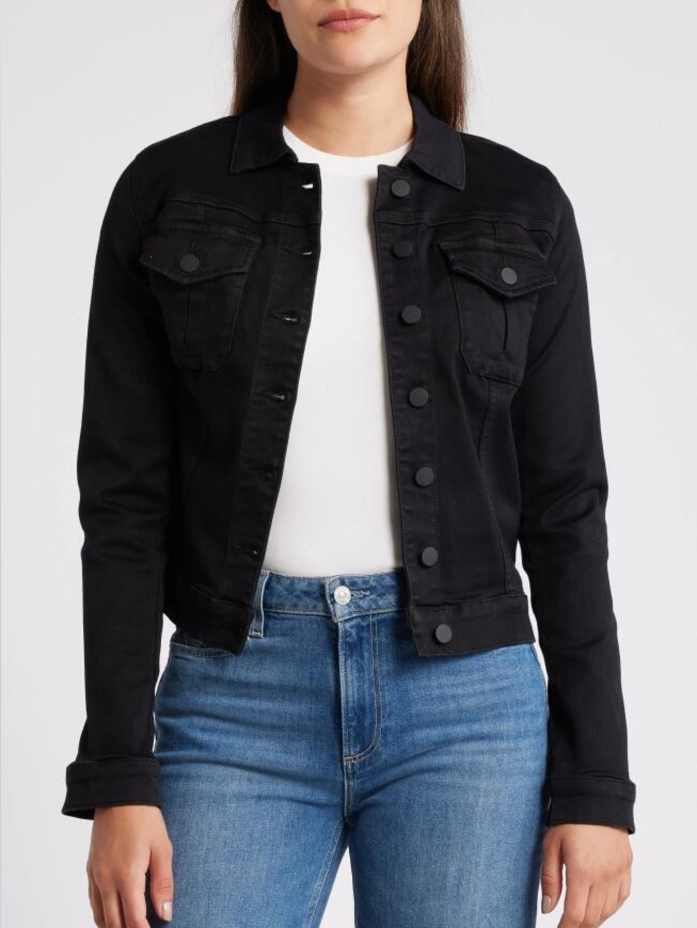 Kut From The Kloth Black Denim Trucker Jacket Size Small